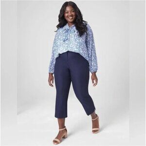 Lane Bryant Slim Capri Dress Pants Cropped Sz 22 4-Season Navy Blue Mid Rise New